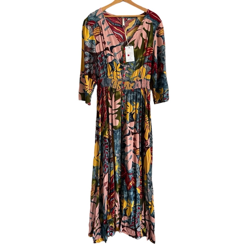 M. Nollby NWT Boutique Colorful Tropical Print Maxi Dress Size XL